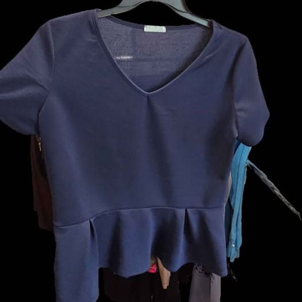 EIMIN Navy Peplum Top XL